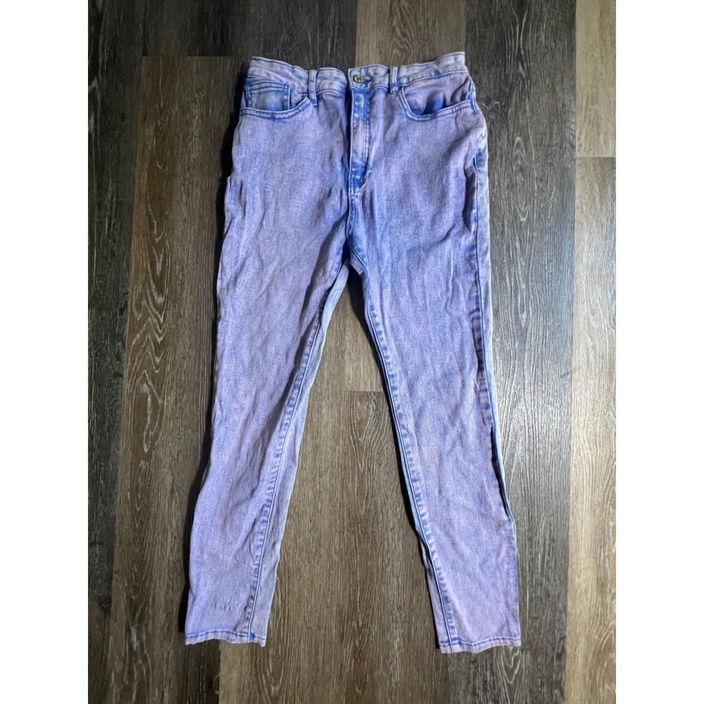 Forever 21 Skinny Jeans Womens 29 Purple Excellent Acid Wash High Rise Denim